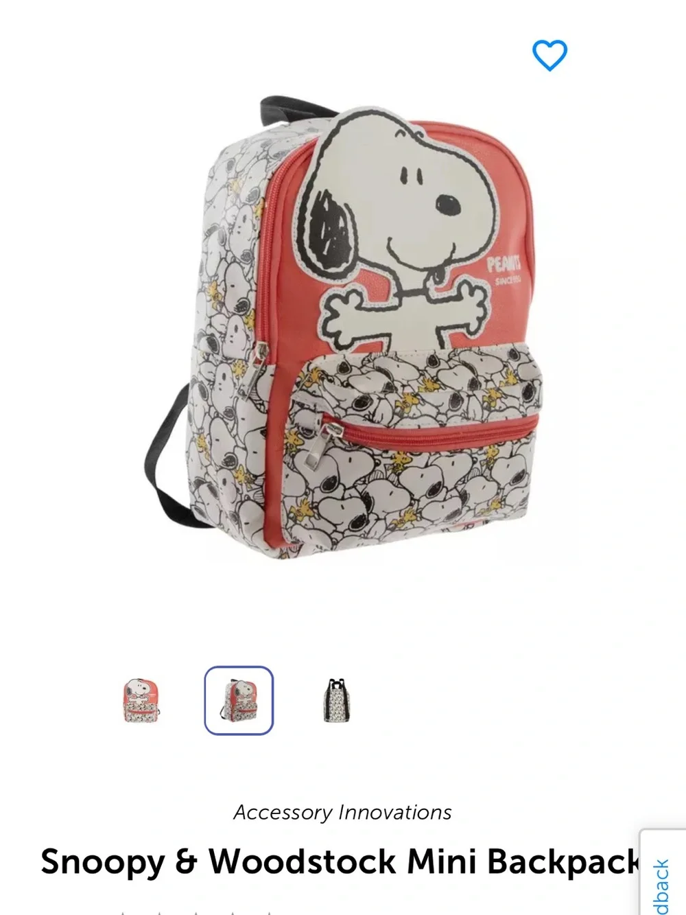Snoopy & Woodstock Mini Backpack - Coral/White